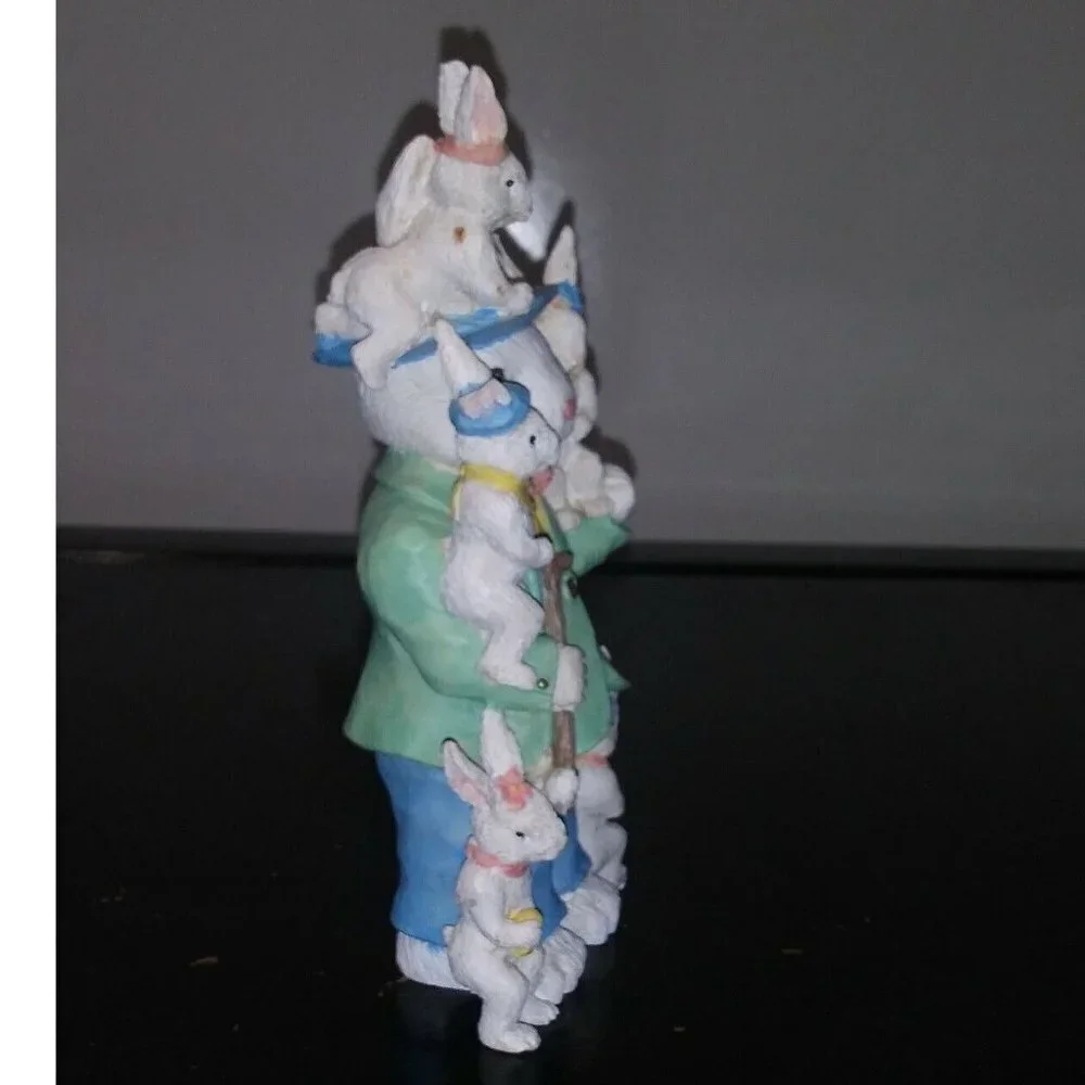 Easter Bunny Family Figurine STATUE 6 Rabbits Dad & kids Resin 7.5